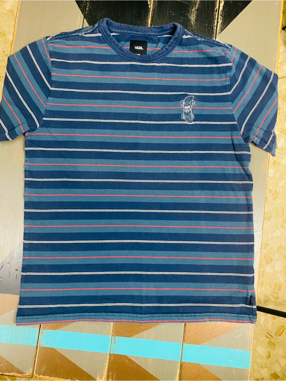 Vans Navy Blue Striped Short Sleeve Tee